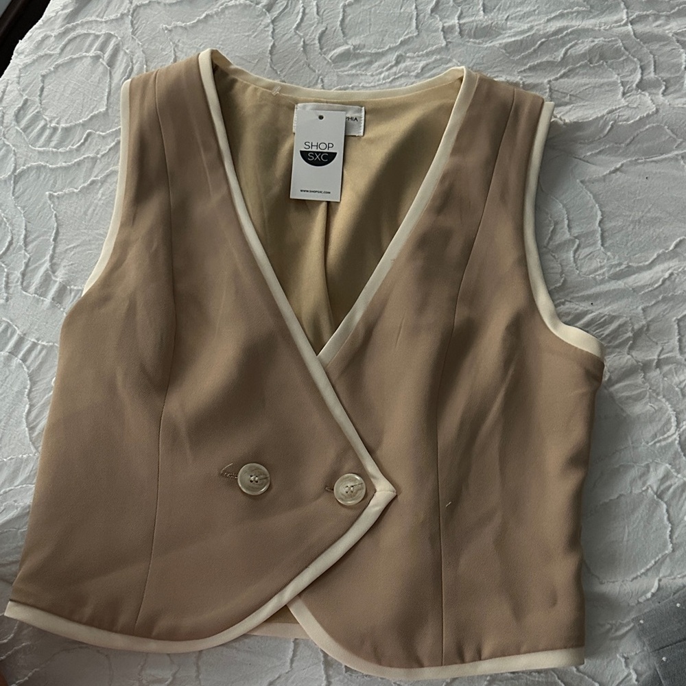 Shop SXC Beige & Cream Wrap Vest